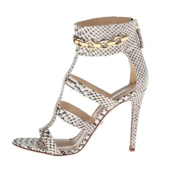 Diane von Furstenberg Snakeskin Chain Heels -size 9 - great used condition- 🤩 - Picture 3 of 14